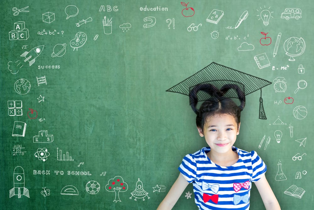 Smart,Educated,School,Kid,Student,With,Graduation,Hat,Doodle,On