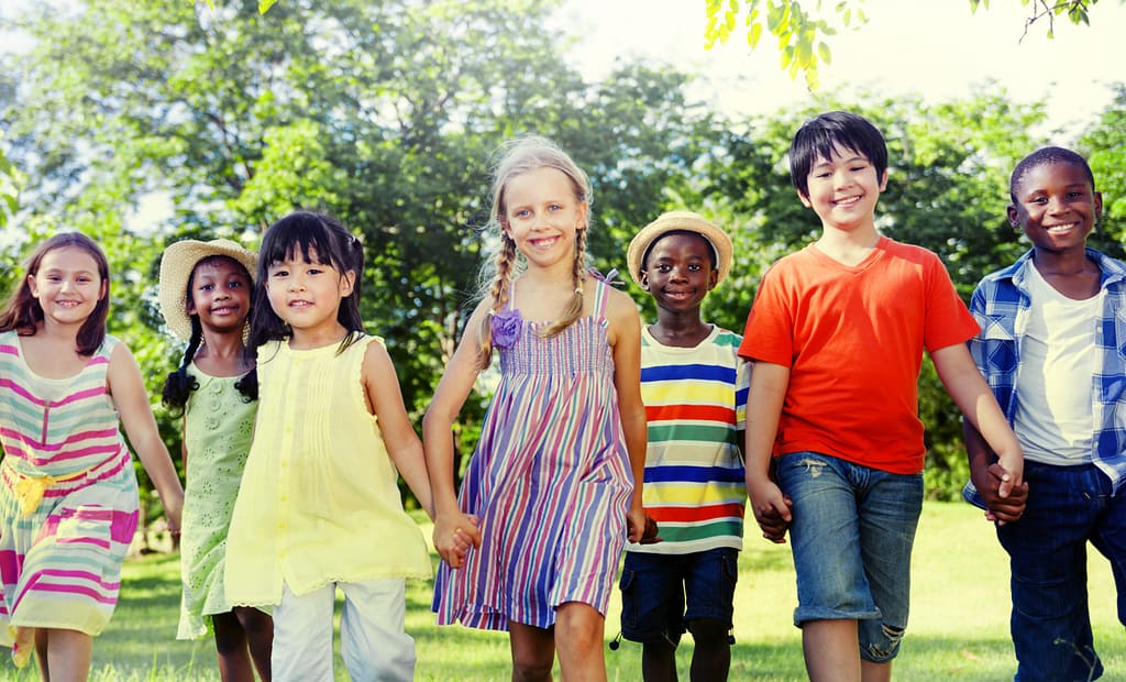 Diverse,Children,Friendship,Playing,Outdoors,Concept